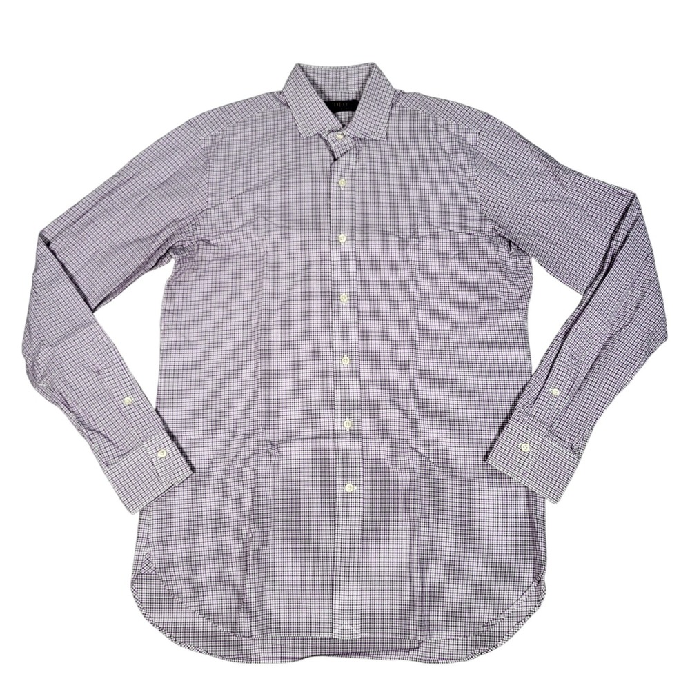 Polo Ralph Lauren Shirt Mens 15/38 Medium Purple Window Pane Long Sleeve Button